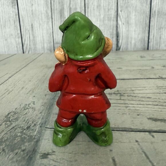 Vintage Ceramic Hand Painted Chalkware Elf Gnome 4" Japan Figurine Ornament - Picture 3 of 6